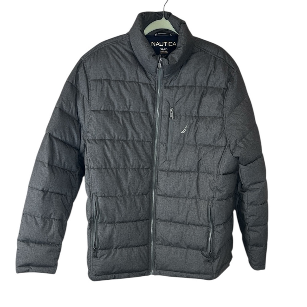 Nautica men’s gray puffer jacket wind & water resistant size XL